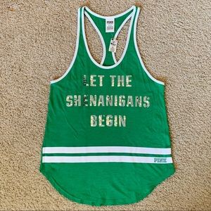🍀PINK bling Let The Shenanigans Begin Tank